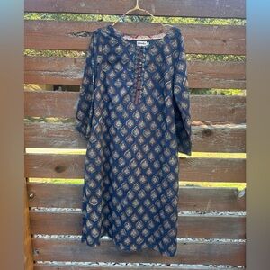 FabIndia Blue & Red Paisley Kurta Size XL